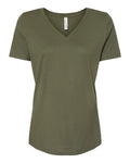 Ladies V-Neck T - Military Green