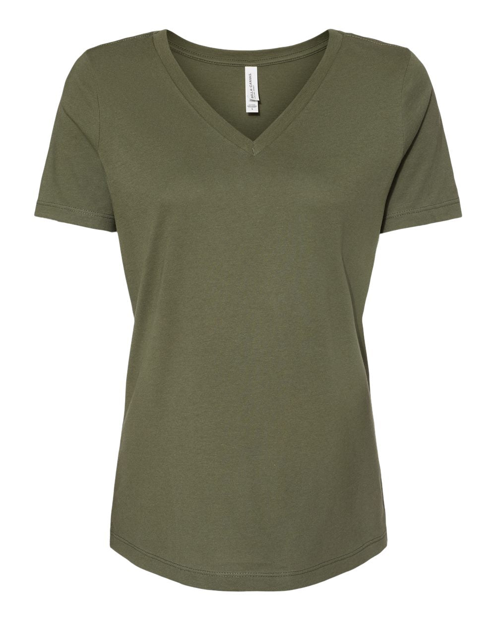 Ladies V-Neck T - Military Green